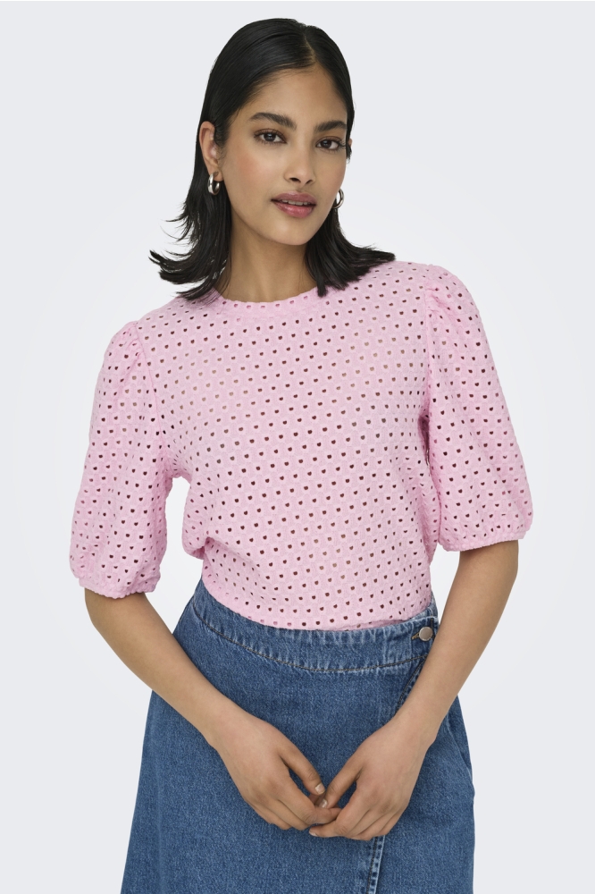 ONLELISA S/S O-NECK TOP BOX JRS 15346853 ROSEATE SPOONBILL